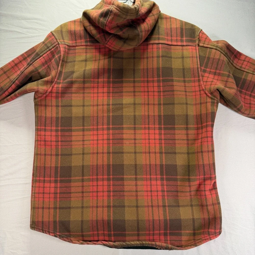 Wolverine Shirt Jacket Mens Large Brown Plaid Long Sleeve Shacket Flannel Snap